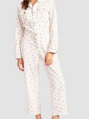 Billabong Cream Floral Wide-Leg Jumpsuit